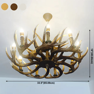 ZOWALA - White Antler Candle Metal Living Room Farmhouse Chandelier #size