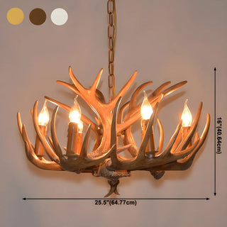 ZOWALA - White Antler Candle Metal Living Room Farmhouse Chandelier Image - 22