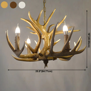 ZOWALA - White Antler Candle Metal Living Room Farmhouse Chandelier Image - 23