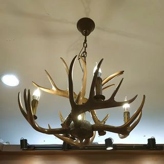 ZOWALA - White Antler Candle Metal Living Room Farmhouse Chandelier Image - 4