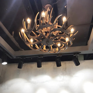 ZOWALA - White Antler Candle Metal Living Room Farmhouse Chandelier Image - 6