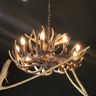 ZOWALA - White Antler Candle Metal Living Room Farmhouse Chandelier Image - 7