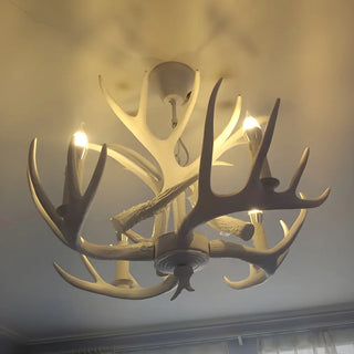 ZOWALA - White Antler Candle Metal Living Room Farmhouse Chandelier Image - 8