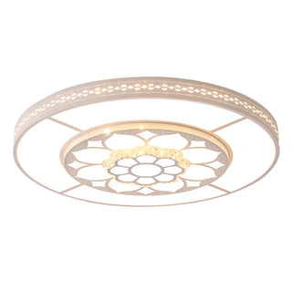 Living Room White Round Flower LED Flush Mount Light Zawala Image - 10