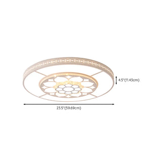 Living Room White Round Flower LED Flush Mount Light Zawala #size