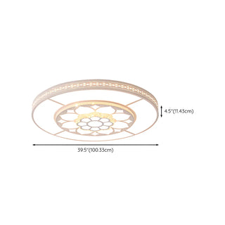 Living Room White Round Flower LED Flush Mount Light Zawala Image - 13