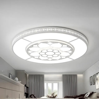 Living Room White Round Flower LED Flush Mount Light Zawala Image - 3