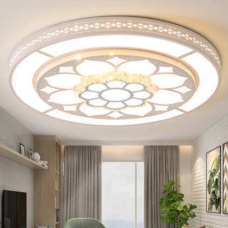 Living Room White Round Flower LED Flush Mount Light Zawala Image - 4