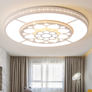 Living Room White Round Flower LED Flush Mount Light Zawala Image - 5