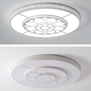 Living Room White Round Flower LED Flush Mount Light Zawala Image - 7