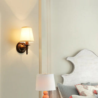 Fabric Shade Cylinder Coffee LED Metal Wall Sconce Zawala Image - 1