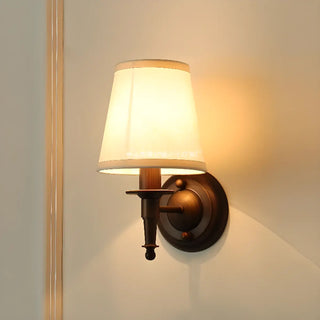 Fabric Shade Cylinder Coffee LED Metal Wall Sconce Zawala Image - 10
