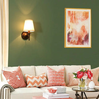 Fabric Shade Cylinder Coffee LED Metal Wall Sconce Zawala Image - 2