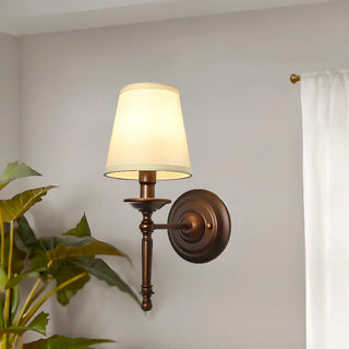 Fabric Shade Cylinder Coffee LED Metal Wall Sconce Zawala Image - 4
