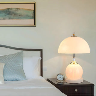 Modern Dome Shade Globe Base Glass Night Table Lamp Zawala Image - 2