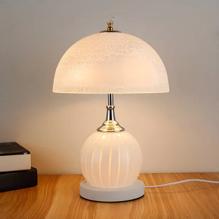 Modern Dome Shade Globe Base Glass Night Table Lamp Zawala Image - 6