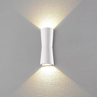 Cylinder White Metal LED Exterior Up Down Wall Sconce Zawala Image - 12