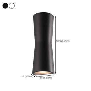Cylinder White Metal LED Exterior Up Down Wall Sconce Zawala #size