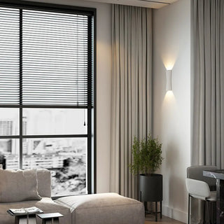 Cylinder White Metal LED Exterior Up Down Wall Sconce Zawala Image - 3