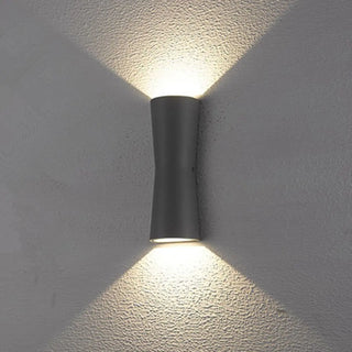 Cylinder White Metal LED Exterior Up Down Wall Sconce Zawala Image - 8