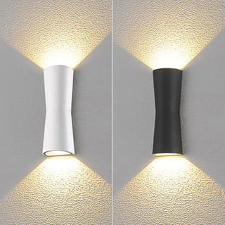 Cylinder White Metal LED Exterior Up Down Wall Sconce Zawala Image - 9