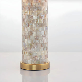 Modern White Drum Shade Chic Cylinder Base Table Lamp Zawala Image - 6