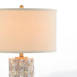 Modern White Drum Shade Chic Cylinder Base Table Lamp Zawala Image - 7