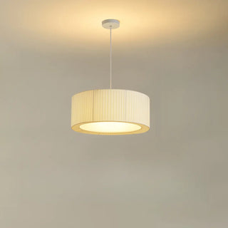 Modern Fabric Drum Pendant Light Chandelier Flexible Length Image - 2