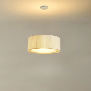 Modern Fabric Drum Pendant Light Chandelier Flexible Length Image - 3