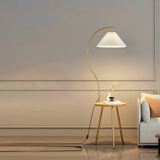 Adjustable Cone Curved Gold Floor Lamp with Storage Zawala Image - 10