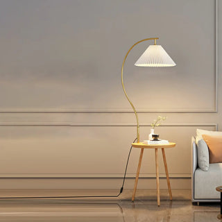 Adjustable Cone Curved Gold Floor Lamp with Storage Zawala Image - 11