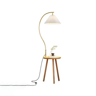 Adjustable Cone Curved Gold Floor Lamp with Storage Zawala Image - 12