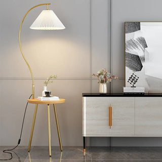 Adjustable Cone Curved Gold Floor Lamp with Storage Zawala Image - 3