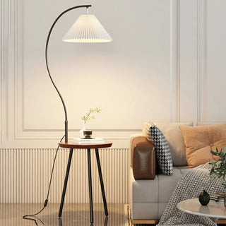 Adjustable Cone Curved Gold Floor Lamp with Storage Zawala Image - 4