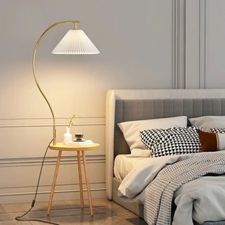 Adjustable Cone Curved Gold Floor Lamp with Storage Zawala Image - 5