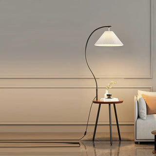 Adjustable Cone Curved Gold Floor Lamp with Storage Zawala Image - 9
