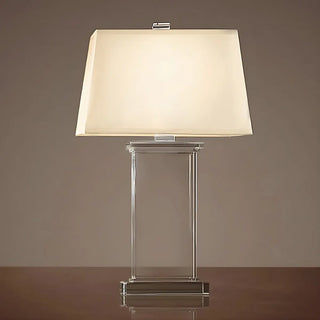Simple White Fabric Rectangular Crystal Table Lamp Zawala Image - 1