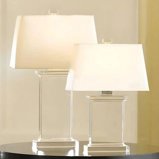 Simple White Fabric Rectangular Crystal Table Lamp Zawala Image - 2