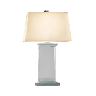 Simple White Fabric Rectangular Crystal Table Lamp Zawala Image - 3