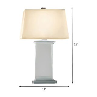 Simple White Fabric Rectangular Crystal Table Lamp Zawala Image - 6