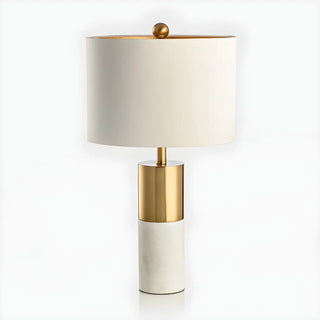 Modern Gold Accent Fabric Cylinder Marble Table Lamp Zawala Image - 13