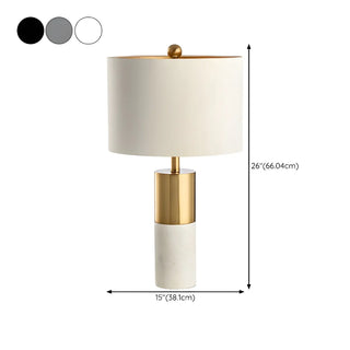 Modern Gold Accent Fabric Cylinder Marble Table Lamp Zawala #size