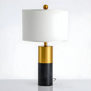 Modern Gold Accent Fabric Cylinder Marble Table Lamp Zawala Image - 6