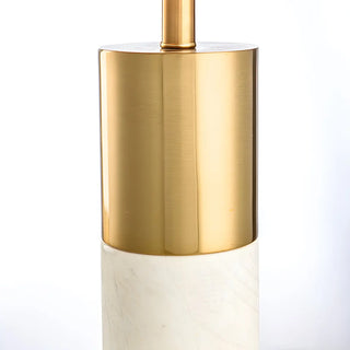 Modern Gold Accent Fabric Cylinder Marble Table Lamp Zawala Image - 9
