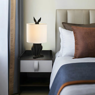 Creative Fabric Shade Rabbit Resin Bedside Table Lamp Zawala Image - 3