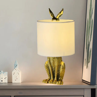 Creative Fabric Shade Rabbit Resin Bedside Table Lamp Zawala Image - 4