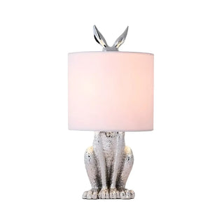 Creative Fabric Shade Rabbit Resin Bedside Table Lamp Zawala Image - 5