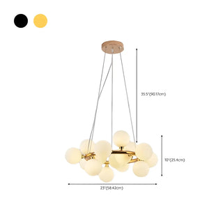 ZOWALA - White Glass Bubble Gold Circle Chandelier #size