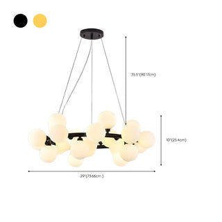 ZOWALA - White Glass Bubble Gold Circle Chandelier Image - 11