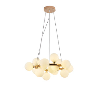 ZOWALA - White Glass Bubble Gold Circle Chandelier Image - 5